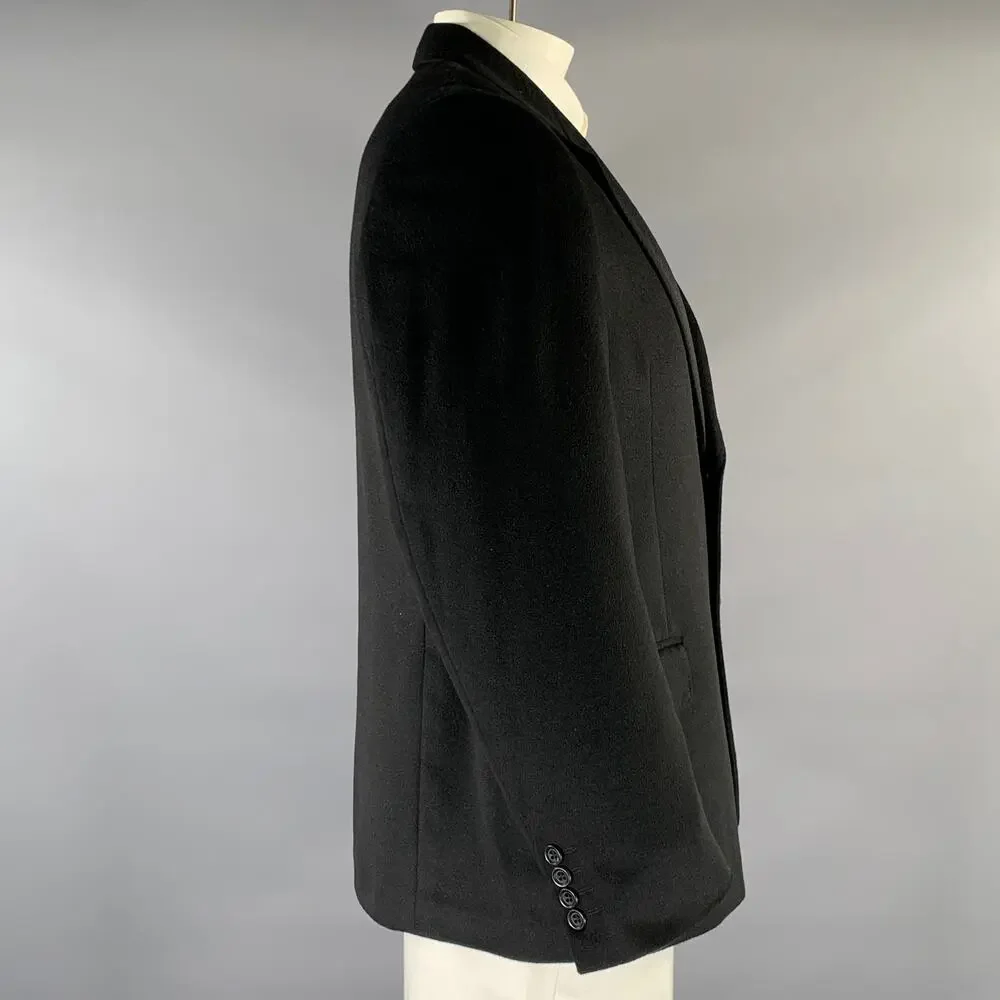 PETER PANOS Chest Size 44 Black Cashmere Notch Lapel Sport Coat